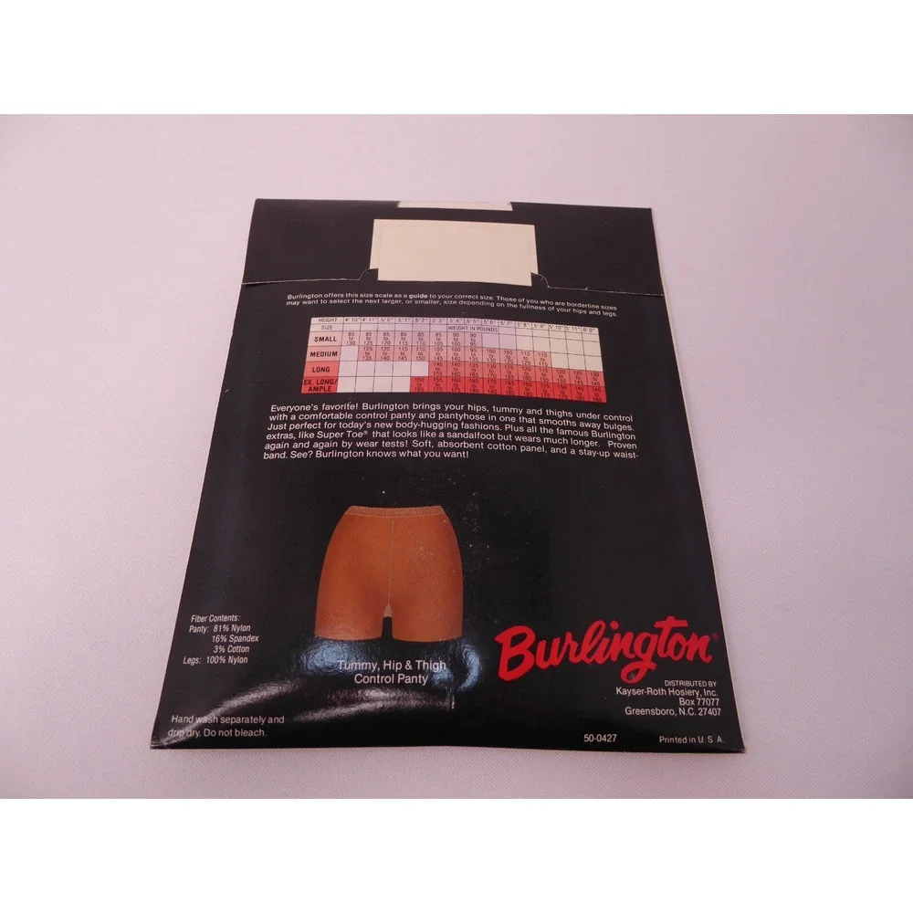 VTG Pantyhose Burlington 341 M Misty Taupe Sandalfoot Tummy Hip Control NEW